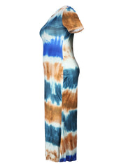 Plus Size Tie Dye Bodycon Maxi Dress