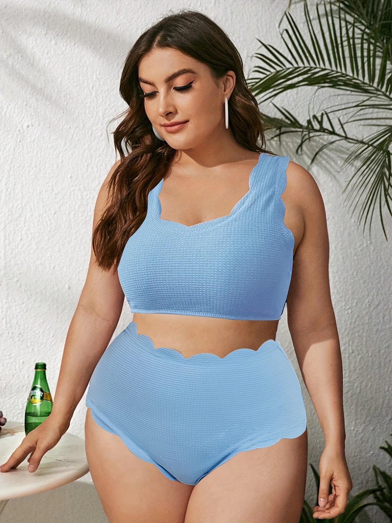  Scalloped Trim Bikini Set