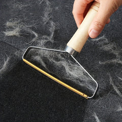 Wooden Handle Hair Remover for Dogs, Stainless Steel Double Sided