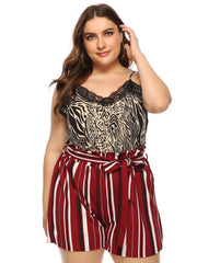 Leopard Print Lace Cami Top Plus Size