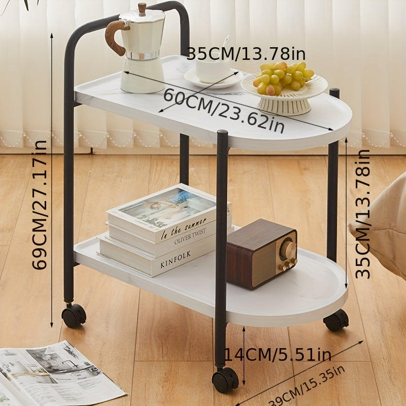 Small Coffee Table Sofa Side Rack Shelf with Wheels