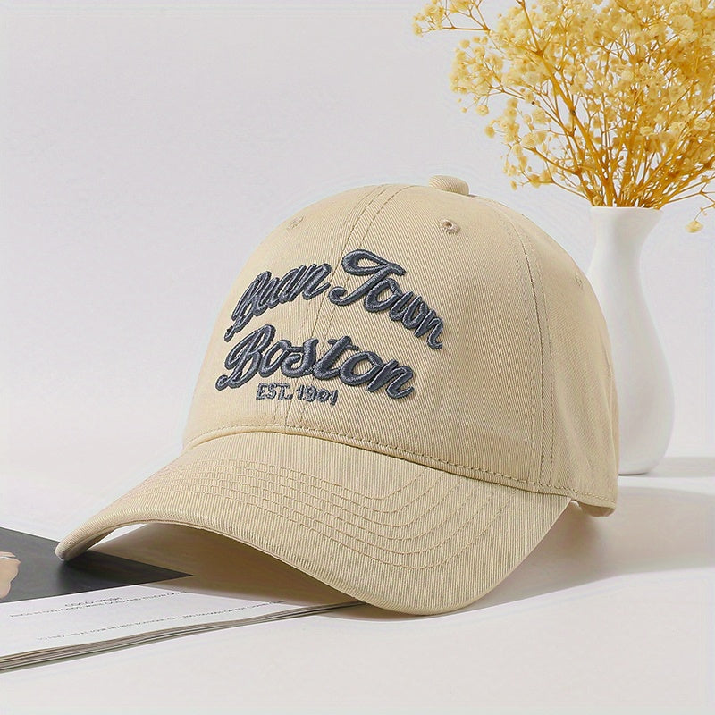 Boston Embroidery Vintage Baseball Cap Unisex Solid Outdoor Golf Sun Hat