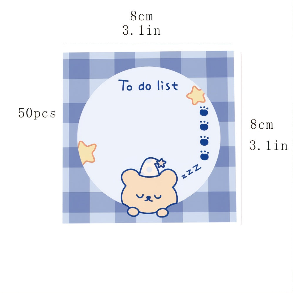 Cartoon Bear Sticky Notes 50sheets 3.15x3.15in