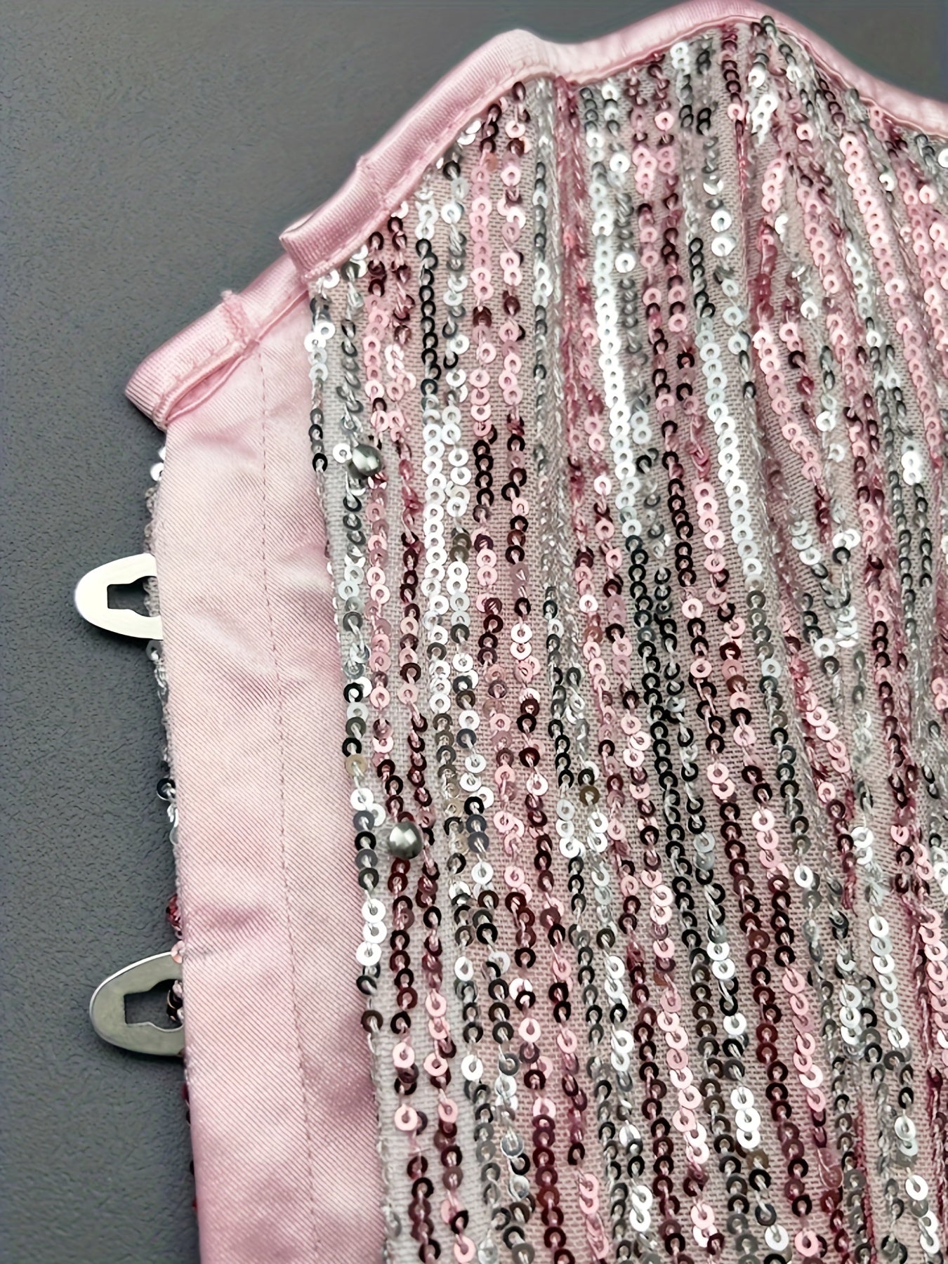  Sequin Lace Up Tummy Control Corset Top
