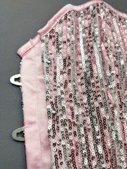  Sequin Lace Up Tummy Control Corset Top