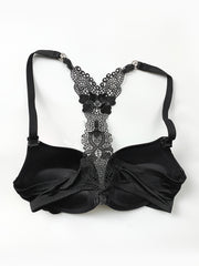 Floral Lace Front Buckle Bra Wireless Solid Adjustment Intimates Bra
