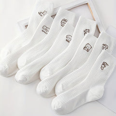 8 Pairs Cartoon Animal Print Comfy Socks Women's Stockings