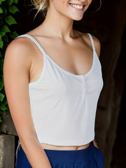 Slim Cami Top Spaghetti Strap Button Front Summer Cami Top