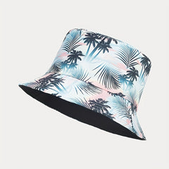 Coconut Tree Pattern Sunshade Bucket Hat for Outdoor Travel