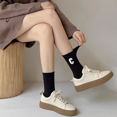 5 Pairs Letter Print Socks All-match Women's Stockings