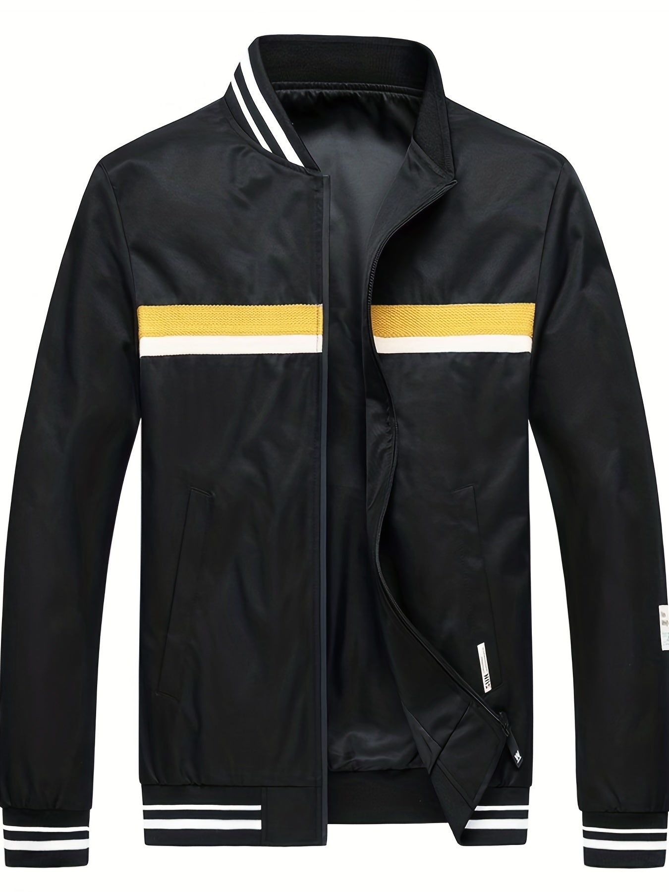 Men's Casual Baseball Collar Zip Up Jacket Coat For Spring Fall
