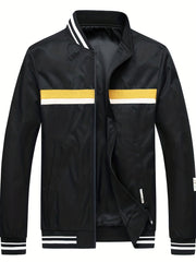 Men's Casual Baseball Collar Zip Up Jacket Coat For Spring Fall