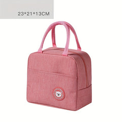 Bear Pattern Insulated Lunch Bag Waterproof Portable School Office Fresh Food