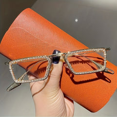 Crystal Rhinestone Square Sunglasses Vintage Women Sun Protection