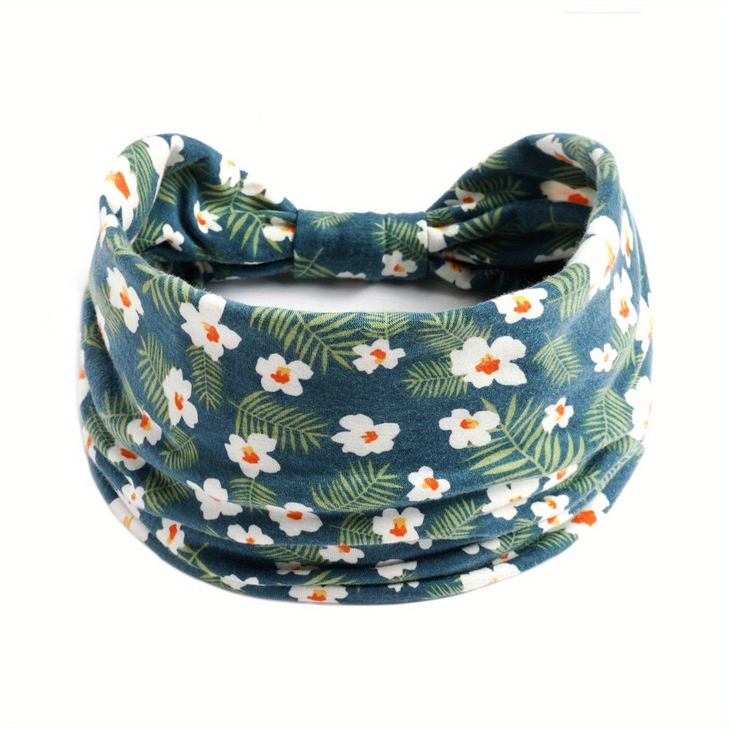 Floral Print Criss Cross Headband Wide Elastic Head Hoop Sweatband