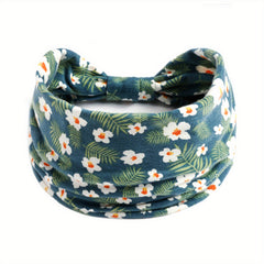 Floral Print Criss Cross Headband Wide Elastic Head Hoop Sweatband