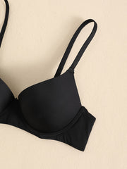 Glossy Mold Cup Push Up Bra Breathable Knitted Fabric Intimates Lingerie