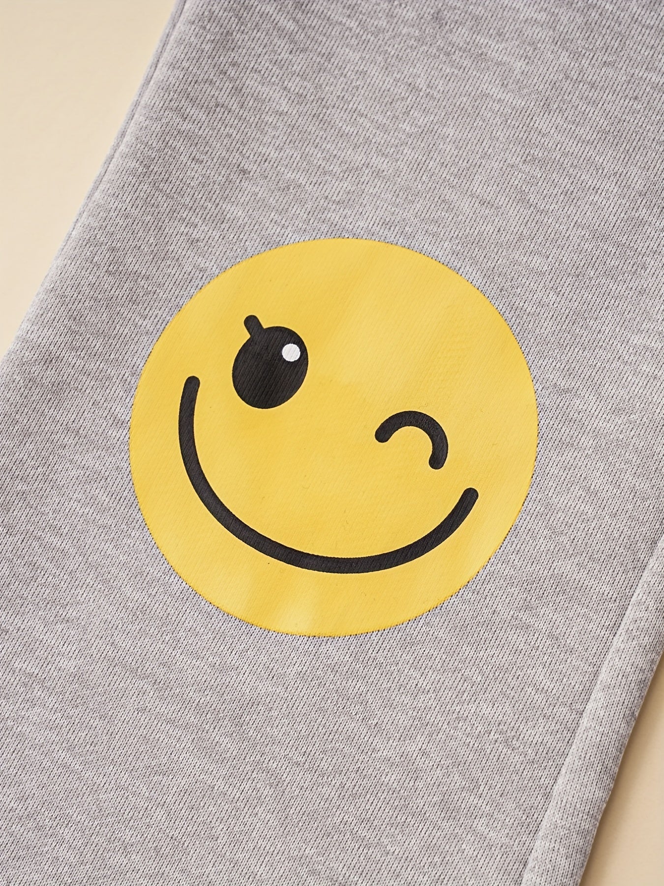 Girls Smile & Face Print Flared Trousers