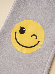 Girls Smile & Face Print Flared Trousers