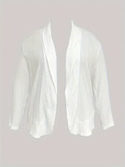  Solid Crinkle Long Sleeve Blazer for Women