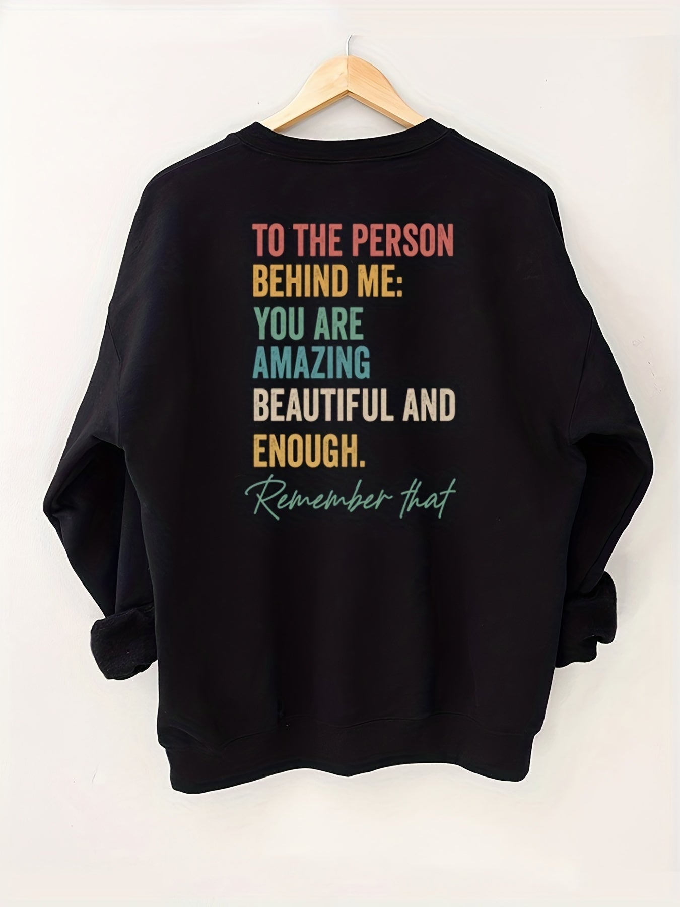 Letter Print Crew Neck Sweatshirt for Women