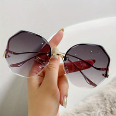 Large Rimless Gradient Sunglasses Casual Sun Protection Eyewear
