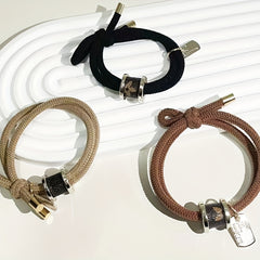2PCS Vintage Elastic Rope Hair Tie Wristband Hair Rope Dual purpose Hair Accesso