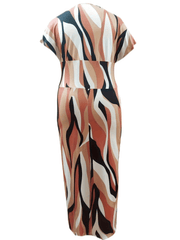  Tie Dye Batwing Sleeve Maxi Midi Dress