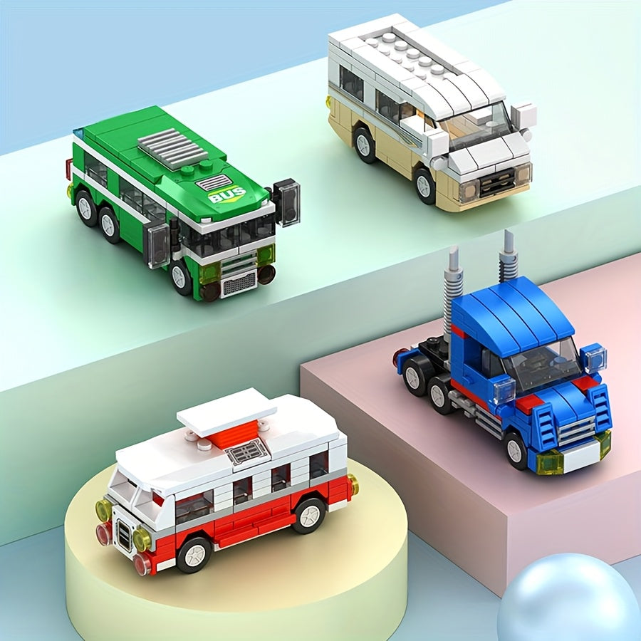 100 pcs Building Block Toy Cars, 8 Styles, Cityscape Construction Vehicles