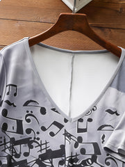  Casual Dress Women's Plus Cartoon Print Short Sleeve V Neck Dress