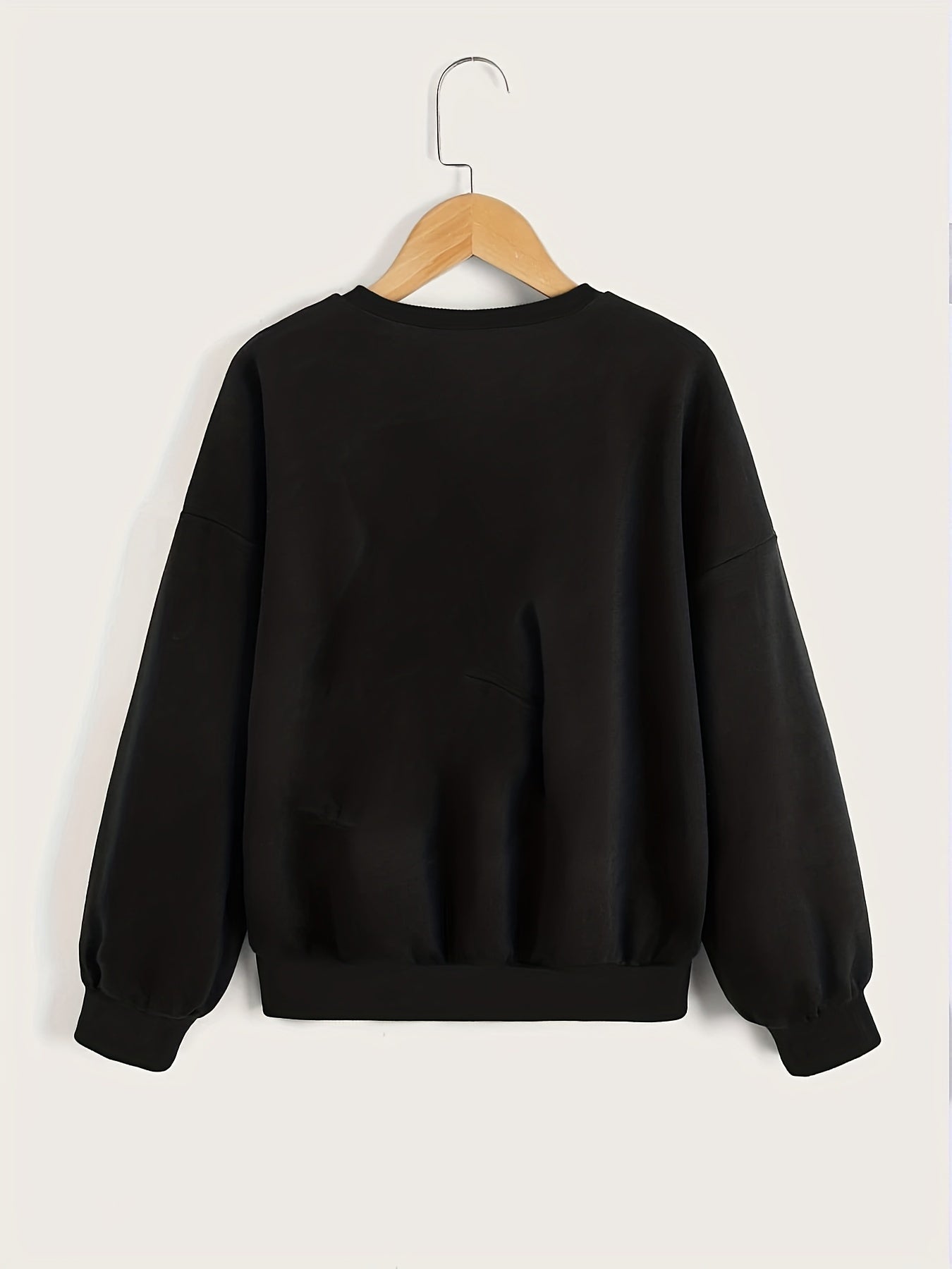 Girls' Smile Letter Print Pullovers Crew Neck Sweatshirt