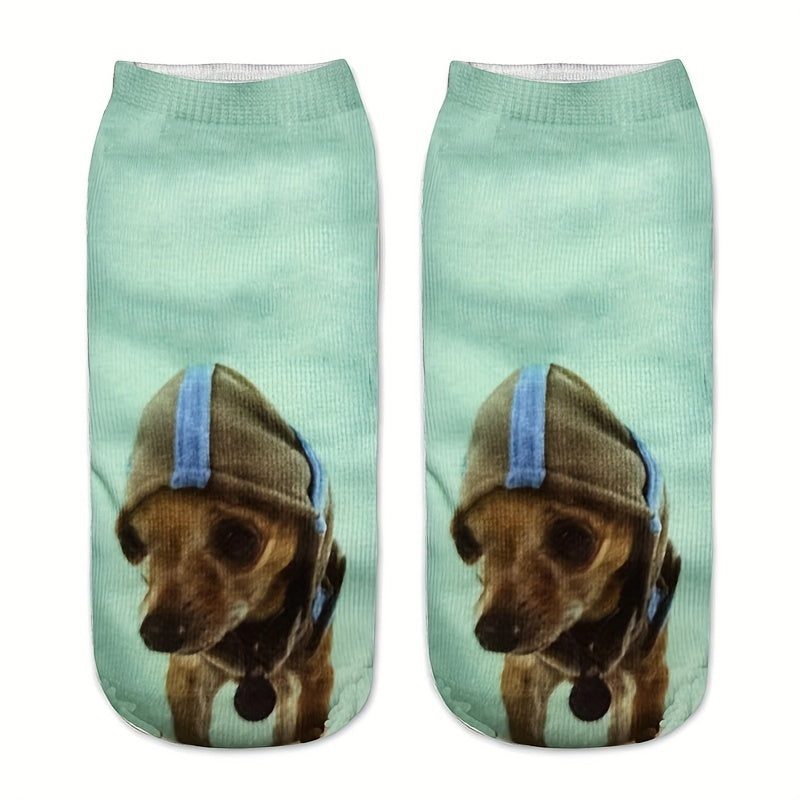 3D Dog Pattern Socks Low Cut Women's Stockings