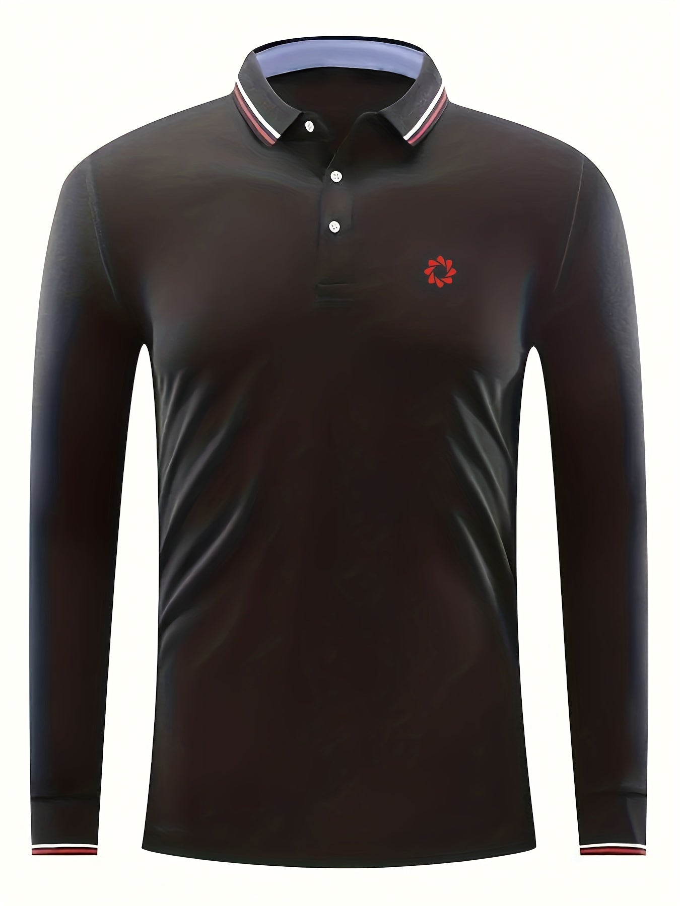 Men's Vintage Long Sleeve Polo Shirt Casual Button Up