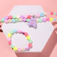 Colorful Acrylic Flower Necklace and Bracelet Jewelry Set