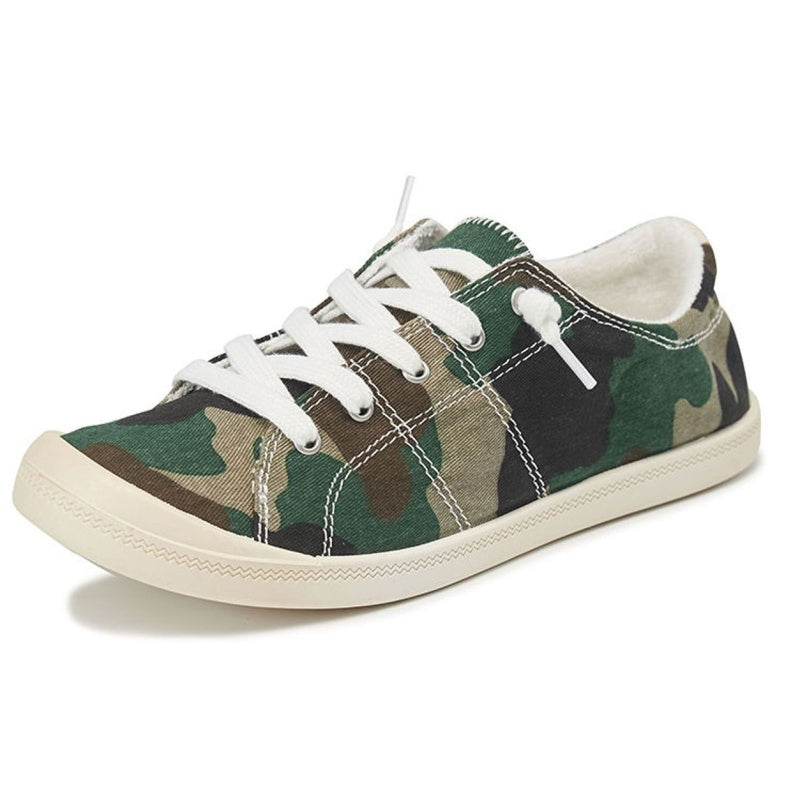 Women's Camo Canvas Shoes Lace Up Lightweight Casual Low Top Shoes