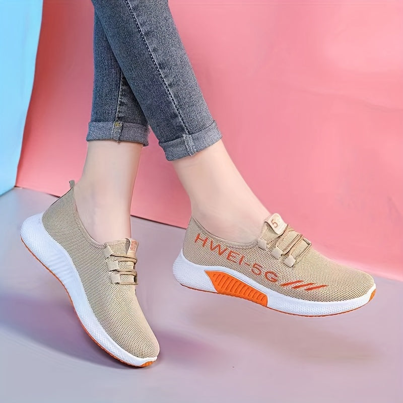 Women's Rose Pattern Running Shoes Lace Up Outdoor Walking Shoes