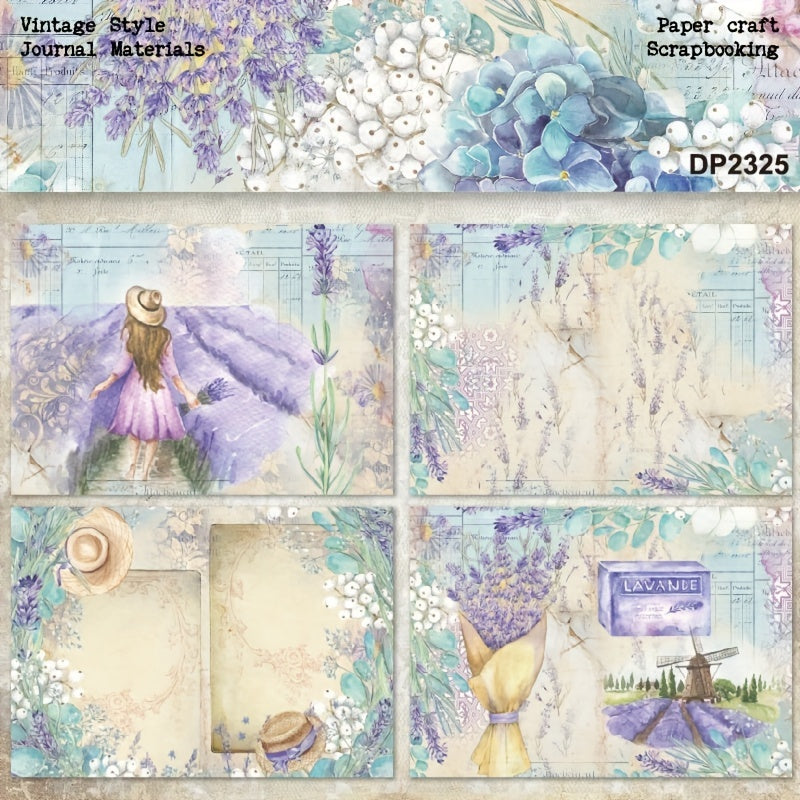 88pcs Lavender Patterns Jurnal Materials DIY Paper Craft Scrapbooking