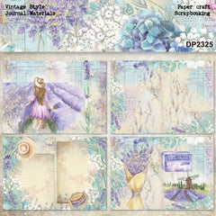 88pcs Lavender Patterns Jurnal Materials DIY Paper Craft Scrapbooking