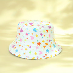 Colorful Heart Print Bucket Hat Reversible Sunscreen Beach Hats