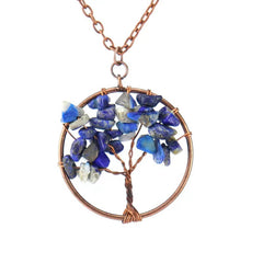 Amethyst Crystal Tree Of Life Necklace Antique Red Copper 3 5MM
