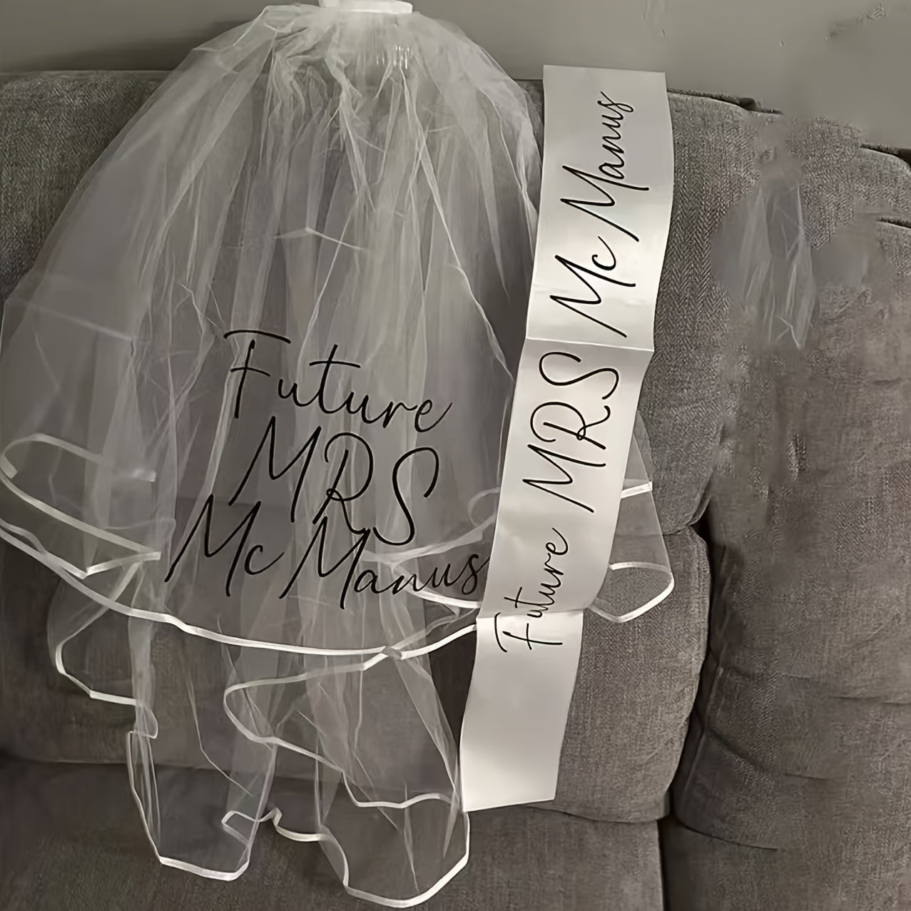Bridal Veil Set with Personalized Name & Date