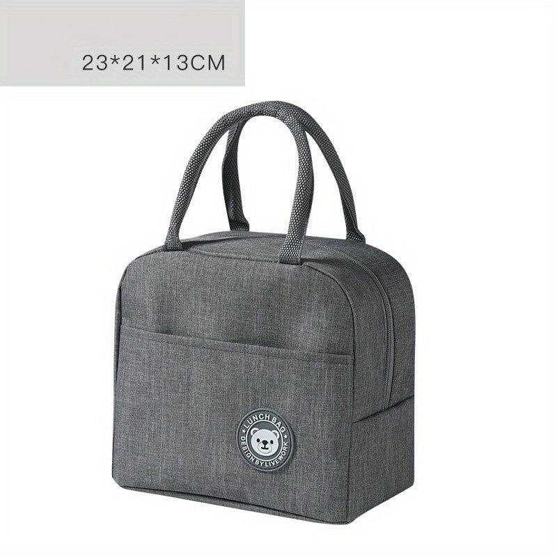 Bear Pattern Insulated Lunch Bag Waterproof Portable School Office Fresh Food