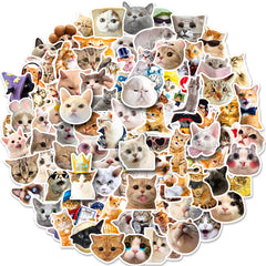 100pcs Realistic Cat Mixed Stickers for Water Cup Computer Mobile Phone Decor