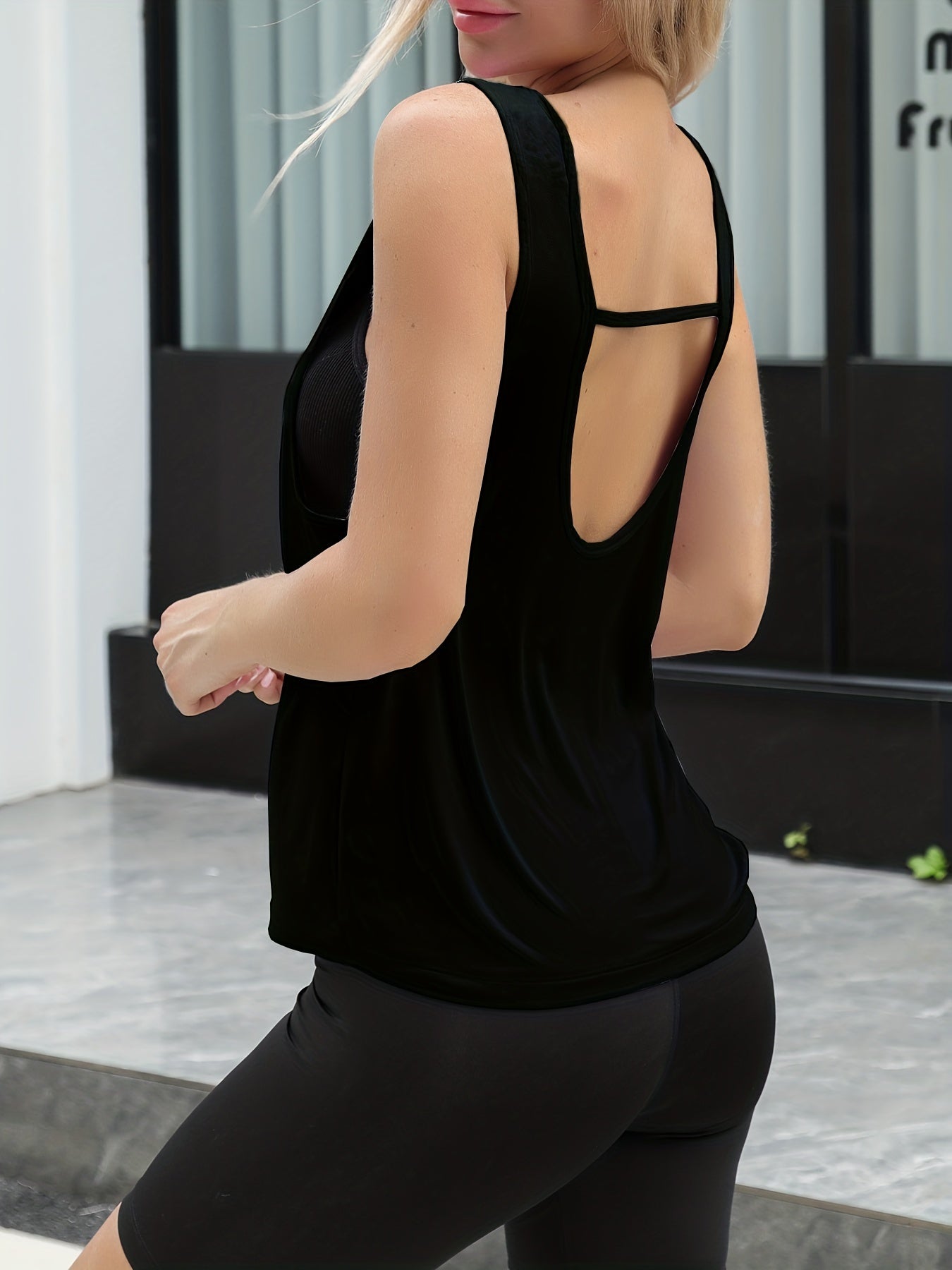 Soft Yoga Gym Shirt with Open Back Strappy Athletic