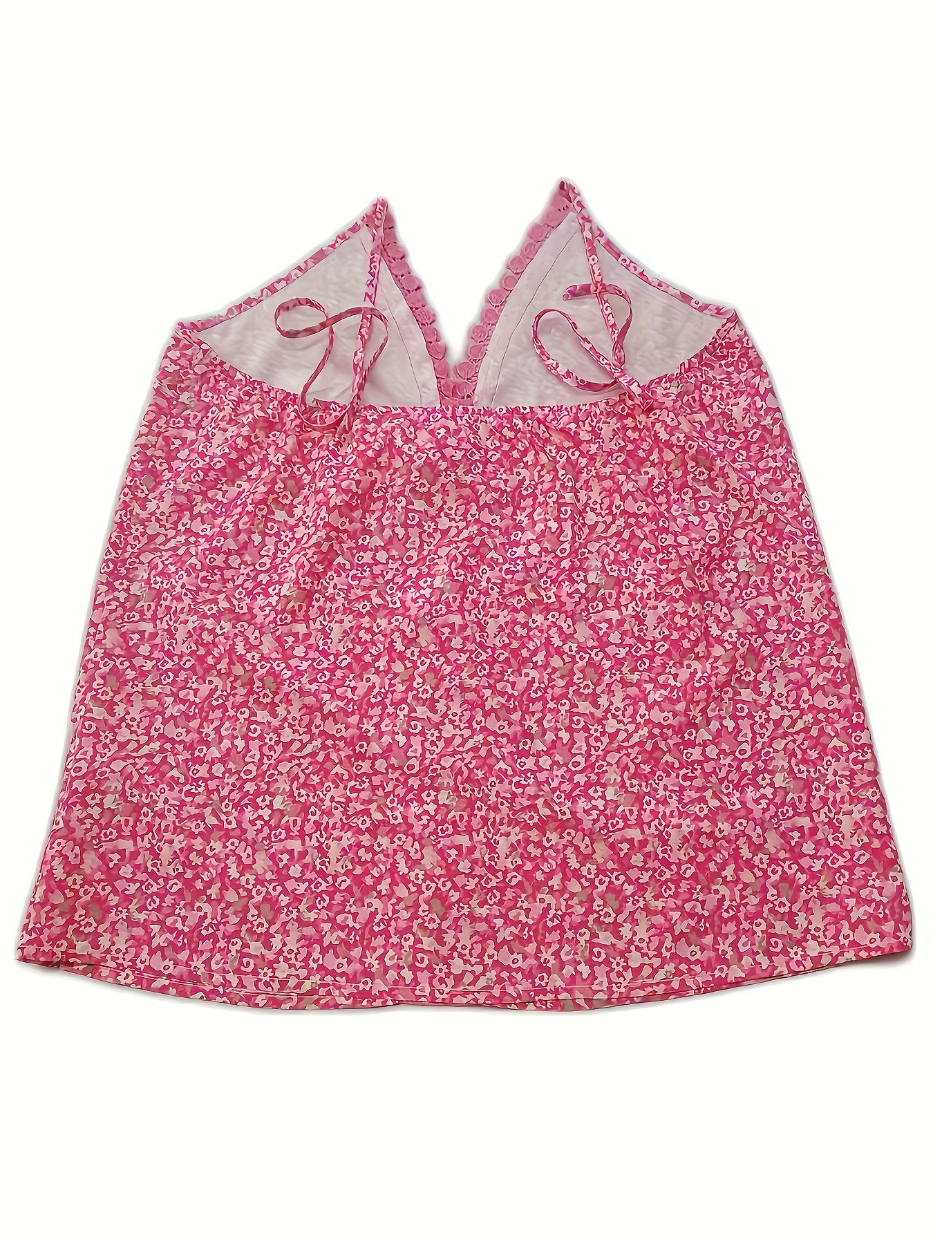 Floral Print Lace Spaghetti Strap Top V Neck Cami