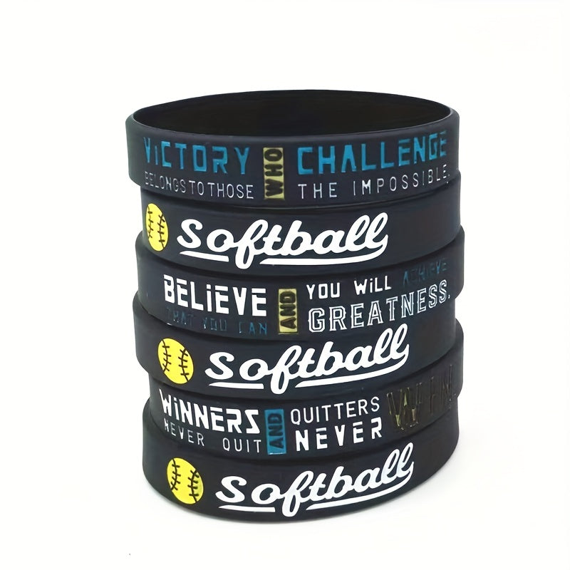 Softball Silicone Bracelet Inspirational Saying Sports Rubber Wristband