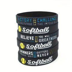 Softball Silicone Bracelet Inspirational Saying Sports Rubber Wristband