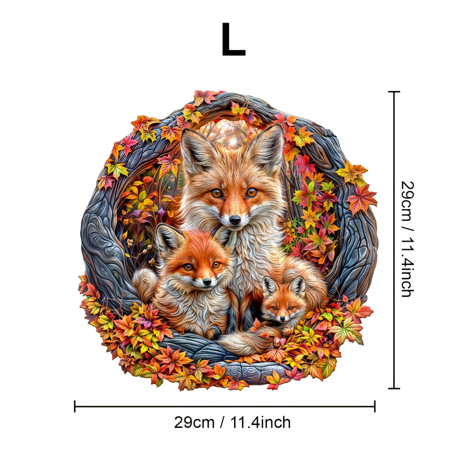 Fox Family Wooden Jigsaw Puzzles Cardboard Boxes Shaped Jigsaw Toys