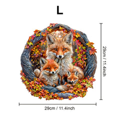 Fox Family Wooden Jigsaw Puzzles Cardboard Boxes Shaped Jigsaw Toys