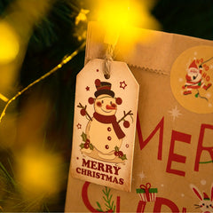 50pcs Vintage Christmas Holiday Blessing Card Santa Snowman Print Gift Tag